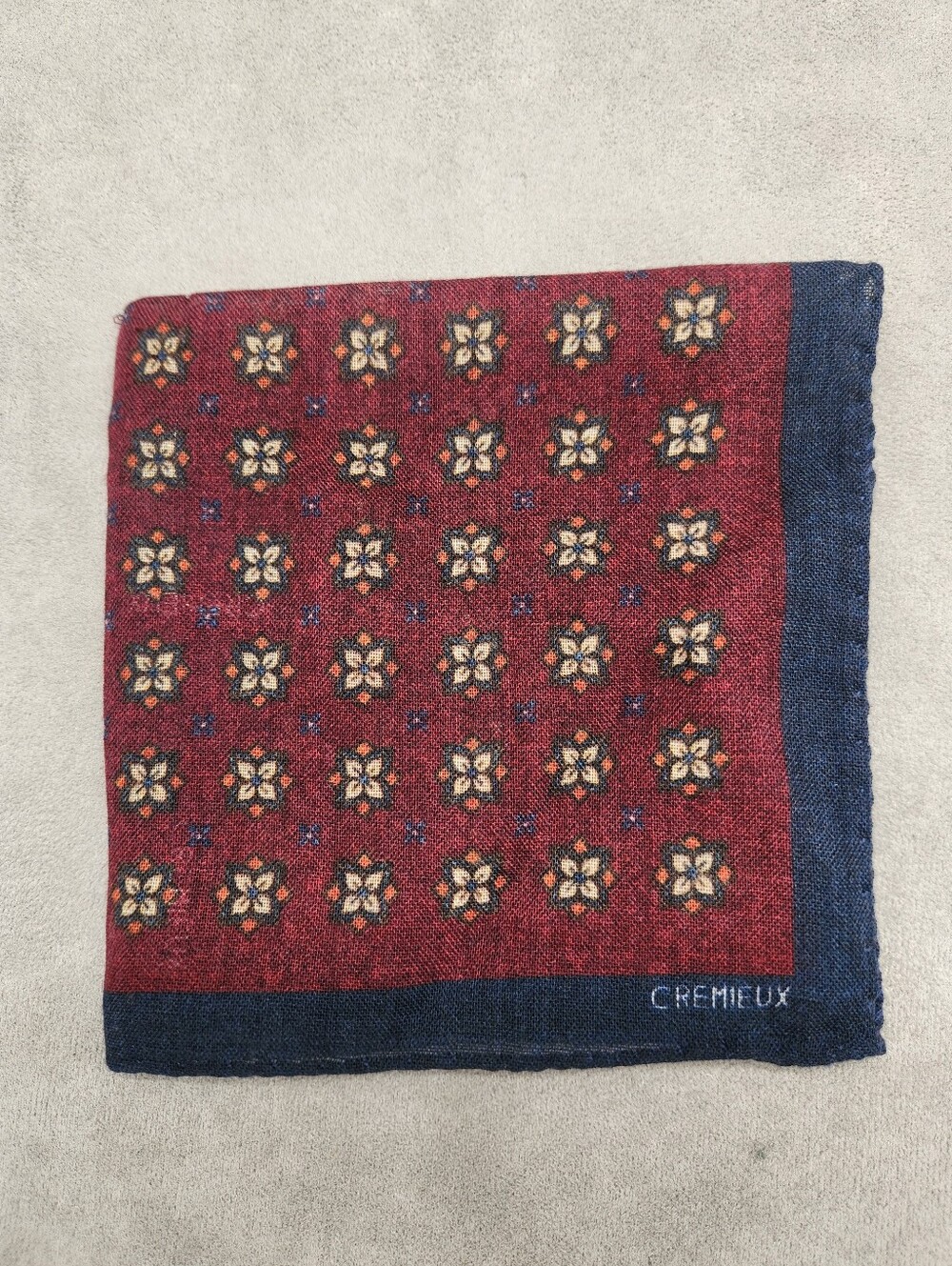 Cremieux Pocket Square Red Maroon Foulard 100%Wool Pochette Made In Italy New$40